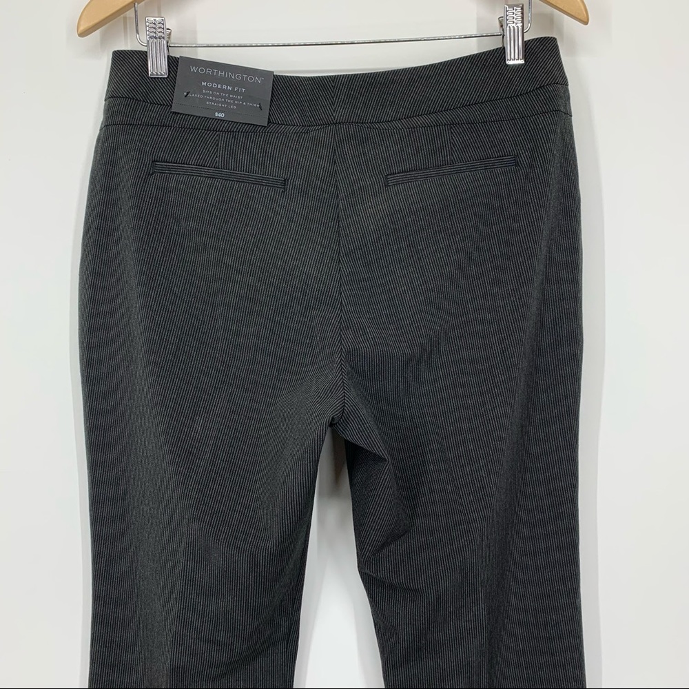 Worthington Modern Fit Pinstripe Charcoal Straight Leg Career Dress Pants Nwt 10 - Picture 6 of 16